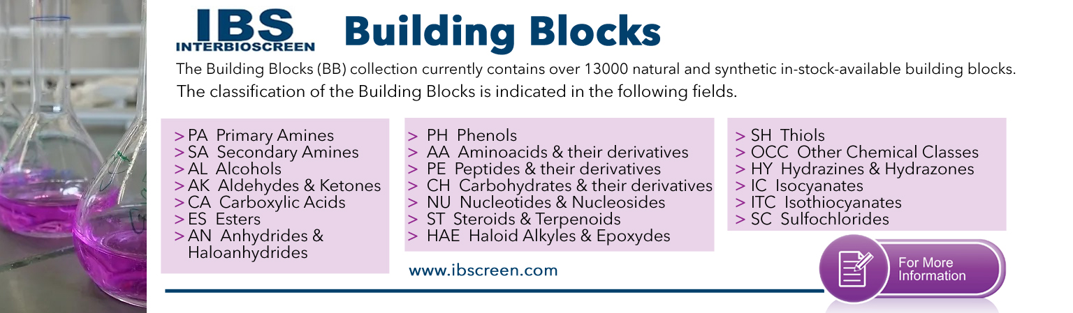 The Building Blocks (BB) collection currently contains over 13200+ natural and synthetic in-stock-available building blocks.